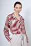 Claret Red Striped Gold Buttoned Shirt - 4966