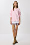 Floral Textured Oversize Knit Sweater Lpf0113 Pink - 2