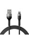 USB-A TO LIGHTNING 2.4A DATA CHARGING NYLON BRAIDED CABLE 2M BLACK - 2