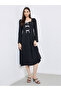 Solid Bow Detail Square Neck Midi Dress - 3