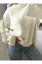 White Crew Neck Oversize Knit Sweater, Women's Sweater Fmoda1972 - 3