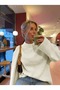 White Crew Neck Oversize Knit Sweater, Women's Sweater Fmoda1972 - 2