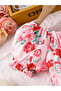 Pink Floral Puff Sleeves A-Line Dress - 4