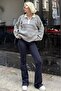 Gray Striped Polo Neck Women's Sweater Mg2476 - 6