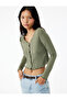 V-Neck Buttoned Ruffled Camisole Viscose Blended Long Sleeve T-Shirt - 2