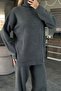 Anthracite High Neck Ribbed Knitwear Set - 4671 - 4