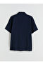 Navy blue standard fit short sleeve men's shirt from plus-store - 2