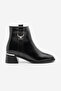 Women's Thick Heel Buckle Metal Heel Heeled Boots Dimon Black - 3