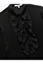 Semi-Transparent Ruffled Peplum Black Women's Shirt 6Wak60074Pw - 5