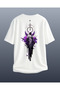 White Special Design Printed Oversize Unisex Tshirt - 3