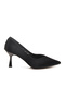 Black Short Thin Heeled Women's Evening Dress Shoes 357190 Z - 2