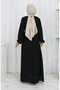 Belted Elastic Sleeve Dress 2153-01 Black - 6