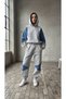Design Hooded Oversize Sweatshirt with Jean Detail Tracksuit Set - 5