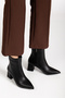 Women's Black Pointed Toe Side-Zip Closure Thick Block Heel Boots - 4