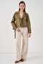 Women's Belted Short Trench Coat 5970 - Khaki - 2