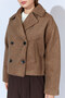 Four Button Diagonal Short Cashmere Double Breasted Coat - Brown - 4