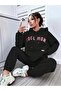 Women's Pink Printed 3 thread Hooded Tracksuit Set - 2