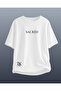 White Special Design Printed Oversize Unisex Tshirt - 3