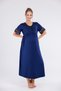 Women's Navy Blue Collar and Sleeve Lace Maternity Nightgown-Dressing Gown Set of 2 - 6