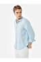 Regular Fit Buttoned Classic Collar Long Sleeve Linen Shirt - 2