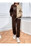 Plus Size Unisex California SF Printed Brown-Beige Piece Crew Neck 3 thread Tracksuit Set - 4