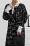 Women's “Black and White Patterned Contrast Collar Cuffed Knit Dress” - 4