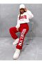 Brooklyn Red Printed Crop Hooded 3 thread Tracksuit Set