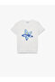 Short Sleeve Crew Neck Cotton Floral Print T-Shirt