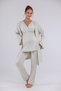 Women's Mint Green Lace Design Maternity Pajama Set with Dressing Gown 3-Piece Pajama Set - 5