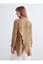 Brown Slit Detailed Women's Shirt Tunic from Plus-Store - 4
