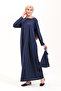 2258_Protical Zippered Hijab Prayer Dress Navy Blue Ferace