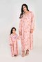 Kids Jalabiya – Orange Abstract Print with Purple Floral Embroidered Neckline - 4