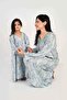 Kids Jalabiya – Blue and Grey Floral Print and Embroidery Detailing - 6