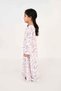 Kids Jalabiya – Blue, Pink and White Floral Abstract Print and Embroidery Detailing - 5