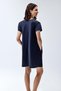 Women's 100% cotton short sleeve bell dress navy blue - 2
