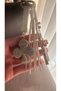 White Zircon Stone Tassel Bag Charm and Keychain Crystal Look Clover - 4