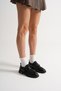 Elina Women's Black Patent Leather Stretch Casual Shoes with Metal Accessories and Velcro Detail - 5
