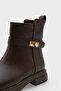 Women's Buckle Side Zipper Casual Boots Moley Brown - 3