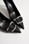 Corine Women's Black Metal Accessory Pointed Toe High Thin Heeled Shoes Stiletto (9 cm) - 4