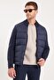 Men's Regular Fit Classic-Cut Zipper-Front Double-Pocket Warm-Weather Stand-Up Collar Navy Blue Coat - 4