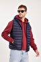 Men's relaxed fit comfortable cut sleeveless Hooded double pocket zippered warm navy padded vest