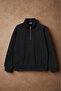 Men's Half Zipper Loose Black Sweatshirt - 6