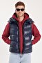 Men's standard fit regular cut sleeveless double pocket zippered warm navy puffer vest - 5
