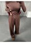 Women's Shoulder Detailled Side Slit Finger-Through Bluz Pant Takim - 4