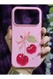 iPhone 18 Pro Compatible Velvet Ribbon and Cherry Printed Phone Case