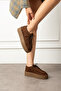 Brown Suede Lace-Up Thick Sole Women's Loafer Shoes - 2