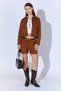 Brown Self-Belted Women's Suede Shorts - Ek100674998 - 6