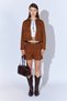 Brown Self-Belted Women's Suede Shorts - Ek100674998