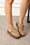 Mink Suede Lace-Up Thick Sole Women's Loafer Shoes