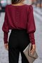 Women's Long Sleeve Round Neck Buttoned Imported Crepe Blouse